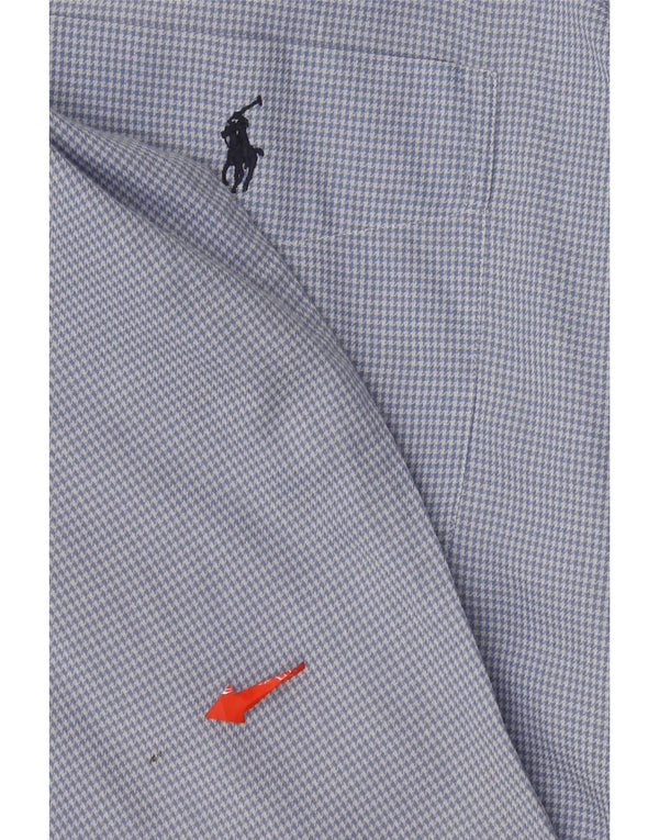 Camicia Tilden da uomo Ralph Lauren XL in cotone pied de poule blu