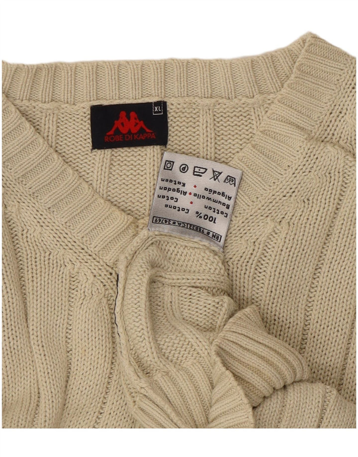 Maglione Kappa da uomo con scollo a V XL in cotone beige