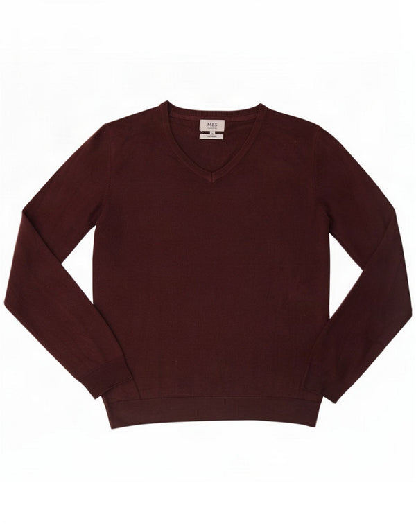 Marks & Spencer Maglione da uomo con scollo a V grande in acrilico bordeaux