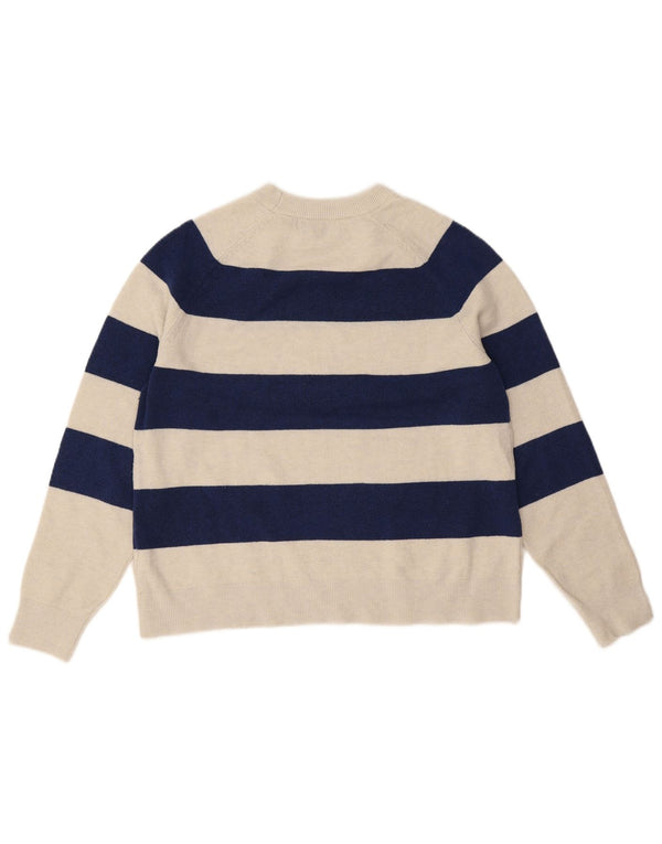 Maglione maglione girocollo da donna Marks & Spencer UK 14 a righe blu medio