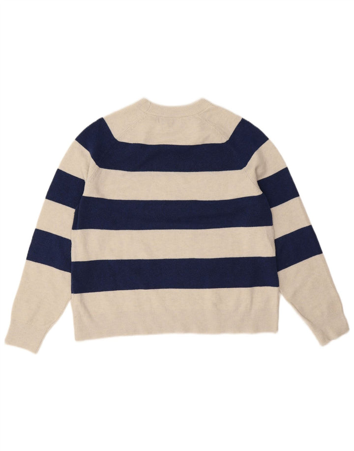 Maglione maglione girocollo da donna Marks & Spencer UK 14 a righe blu medio
