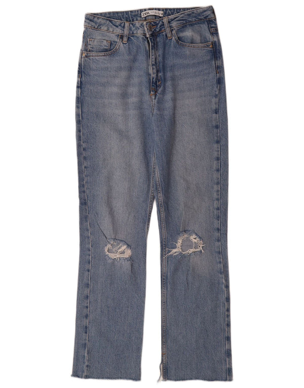 Jeans bootcut invecchiati da donna Zara EU 36 XS W26 L30 cotone blu