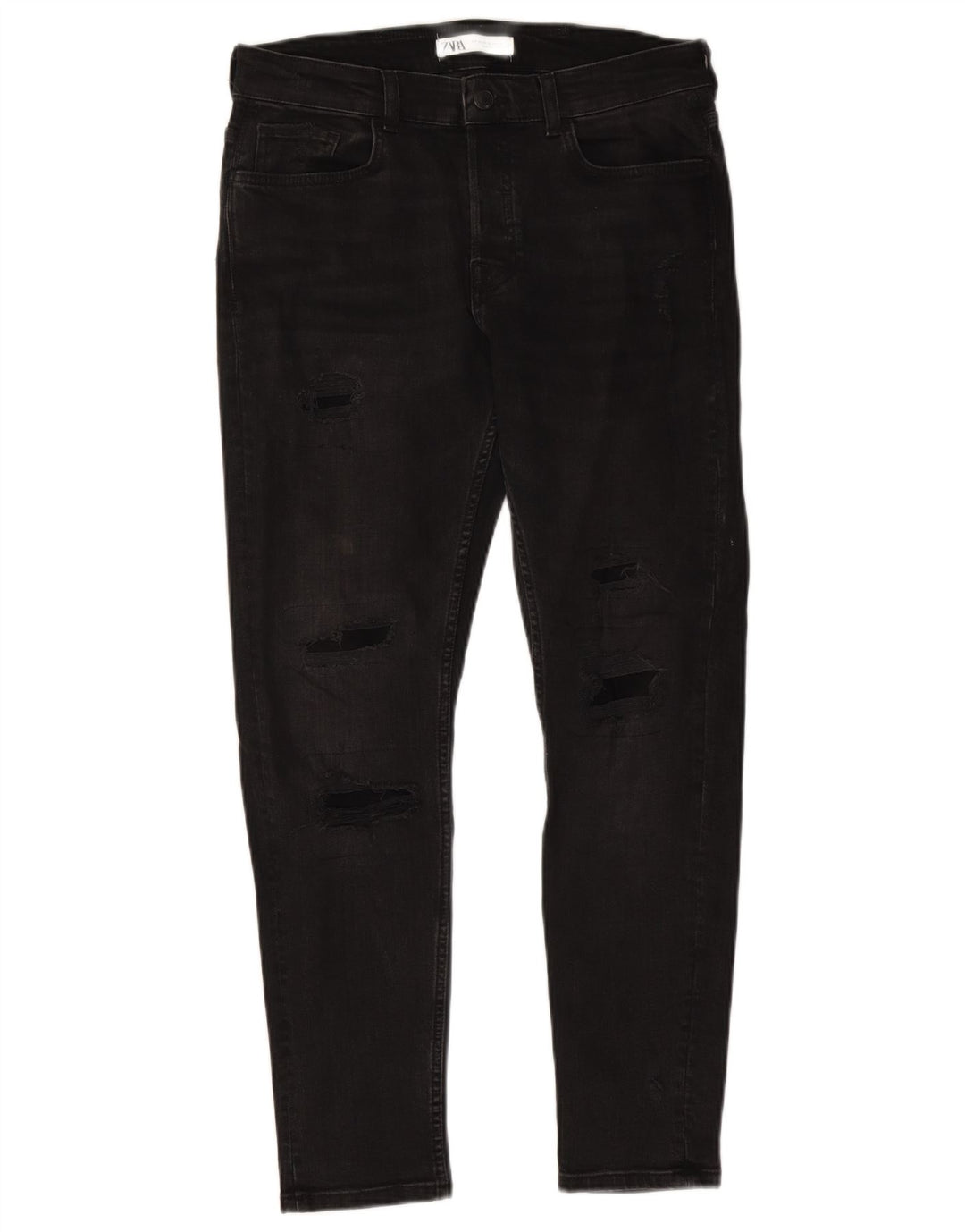 Jeans skinny effetto invecchiato ZARA da uomo EU 42 Large W32 L28 Nero