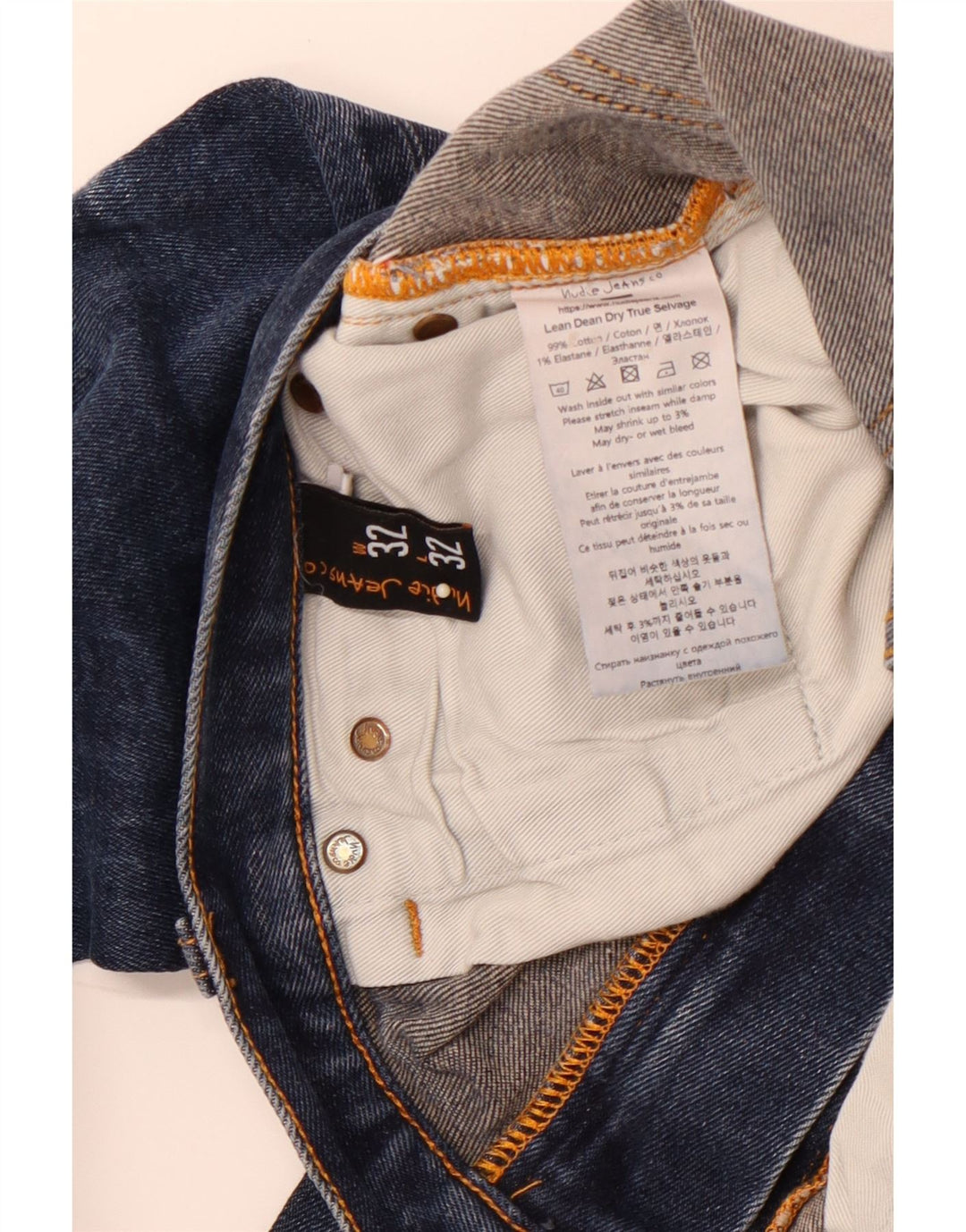 NUDIE JEANS Jeans skinny da uomo W32 L32 Cotone blu