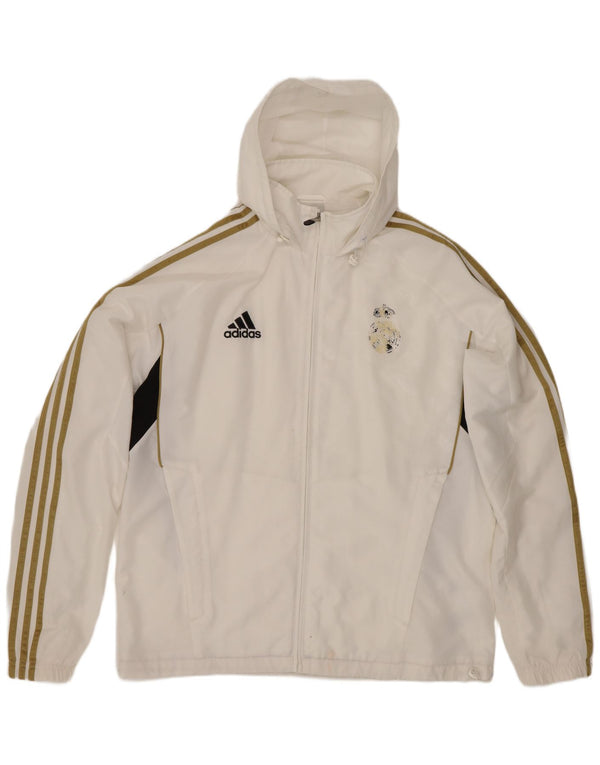 Giacca da tuta da uomo con cappuccio Adidas Real Madrid UK 40/42 Medio Bianco