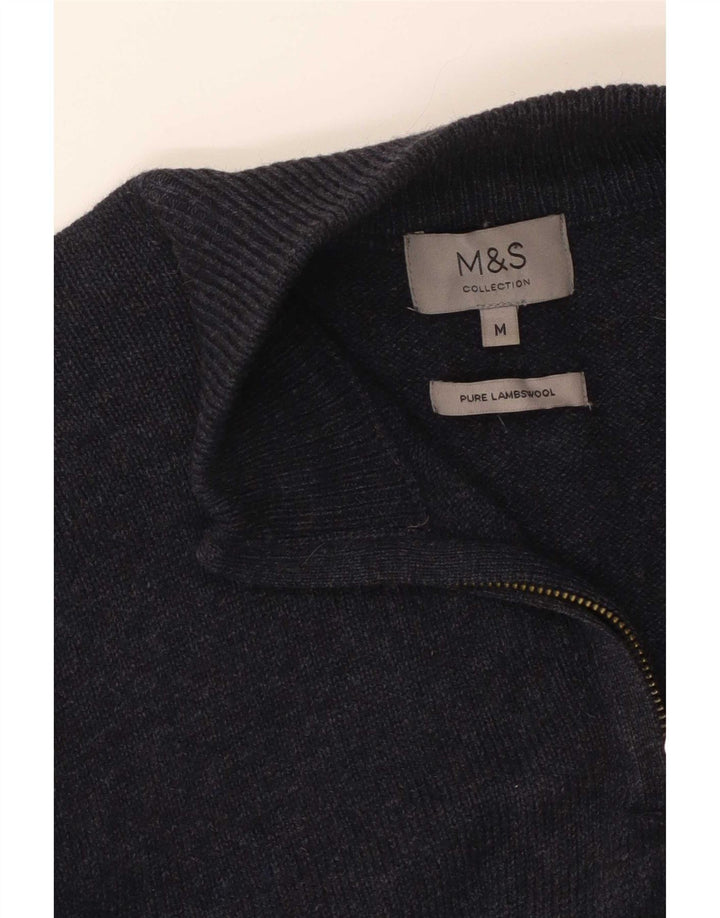 Maglione da uomo Marks & Spencer con zip e collo medio blu navy screziato