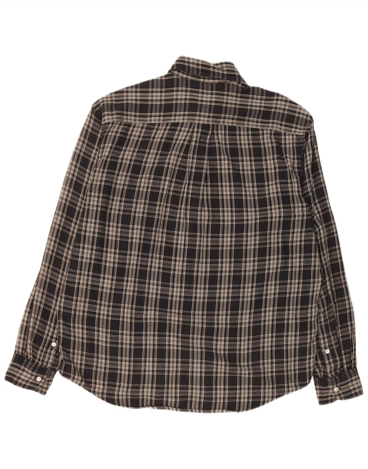 Sergio Tacchini Camicia da uomo in flanella di cotone a quadri neri grandi