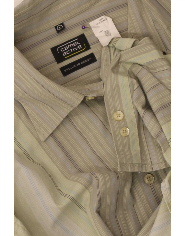 Camicia da uomo Camel Active in cotone a righe verdi grandi