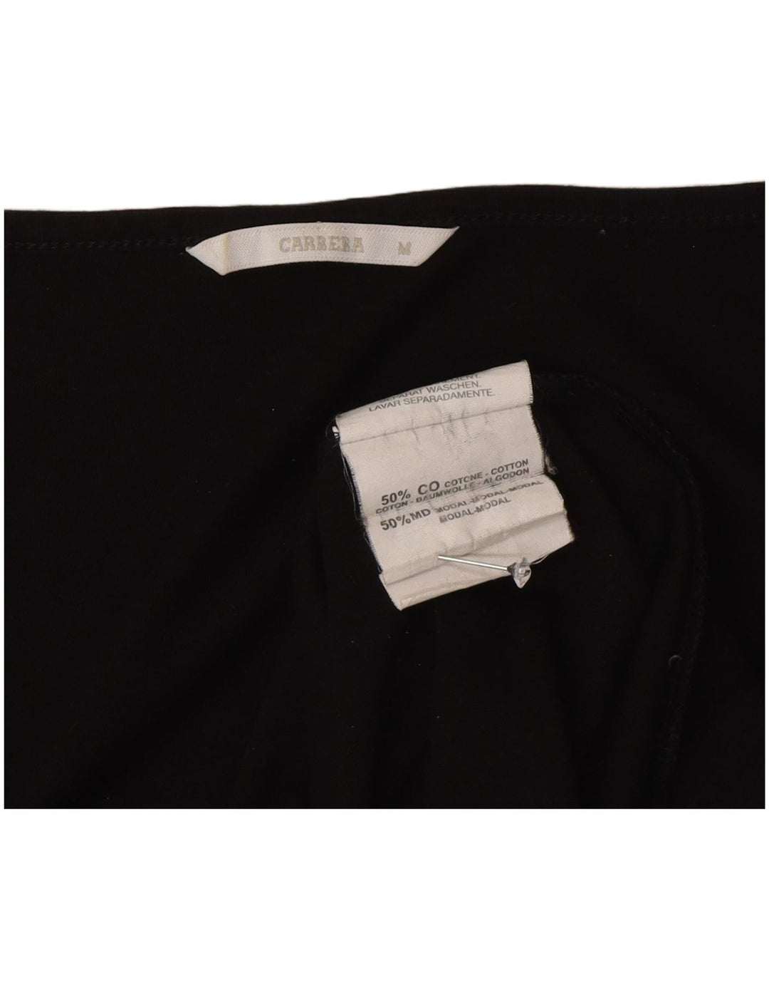 Top da donna Carrera manica lunga UK 12 cotone nero medio