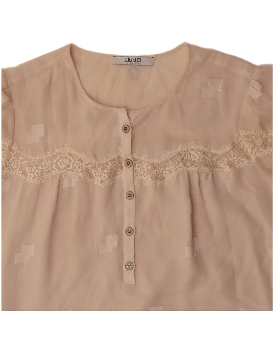 LIU JO Camicetta da donna con maniche a 3/4 Top UK 16 Large Beige geometrico