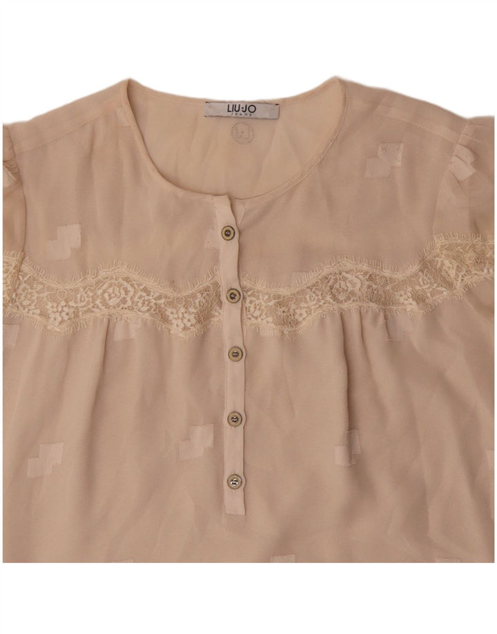 LIU JO Camicetta da donna con maniche a 3/4 Top UK 16 Large Beige geometrico