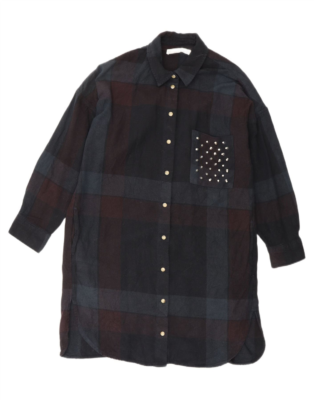 ZARA Womens Shirt Dress UK 10 Small Black Plaid Vintage Zara and Second-Hand Zara from Messina Hembry 