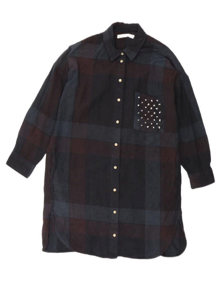 ZARA Womens Shirt Dress UK 10 Small Black Plaid Vintage Zara and Second-Hand Zara from Messina Hembry 