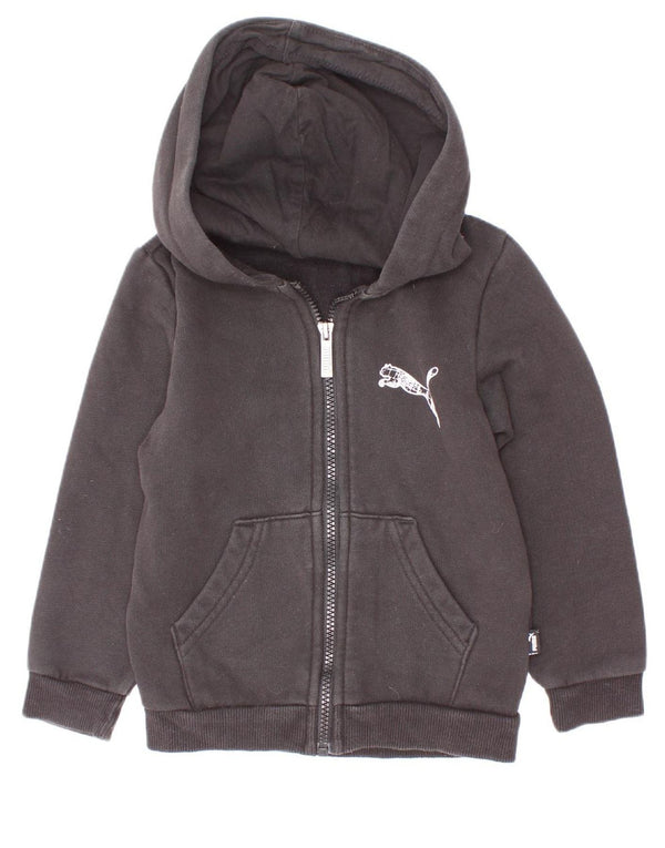 Felpa con cappuccio con zip grafica Puma da bambino 3-4 anni in cotone nero
