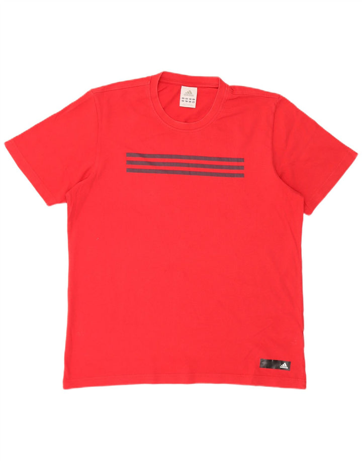 T-shirt grafica da uomo Adidas Top grande in cotone rosso
