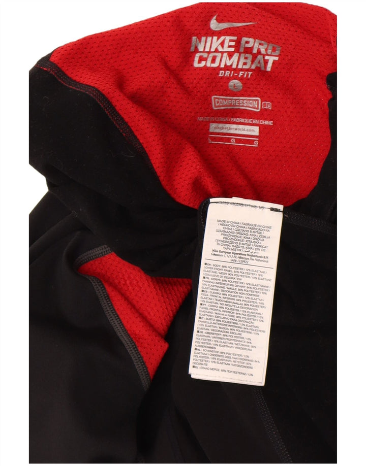 Nike Top a compressione da uomo a maniche lunghe, grande, in poliestere color block nero