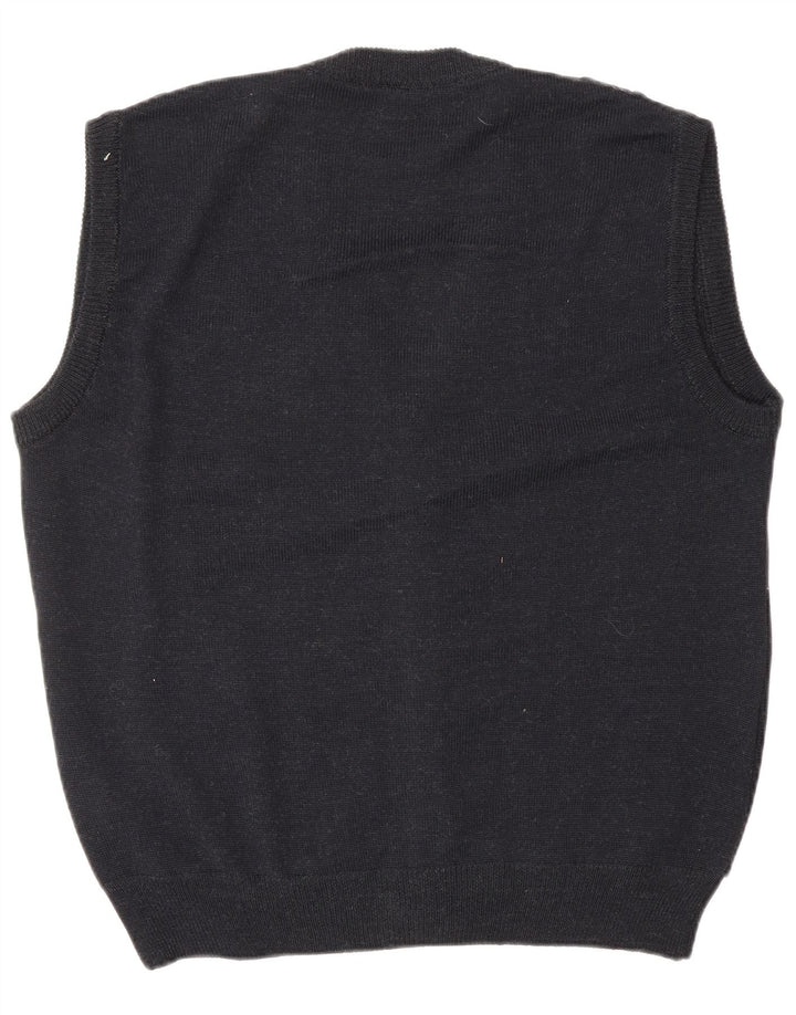 Maglione cardigan senza maniche da uomo VINTAGE IT 52 Large Grey Argyle/Diamond