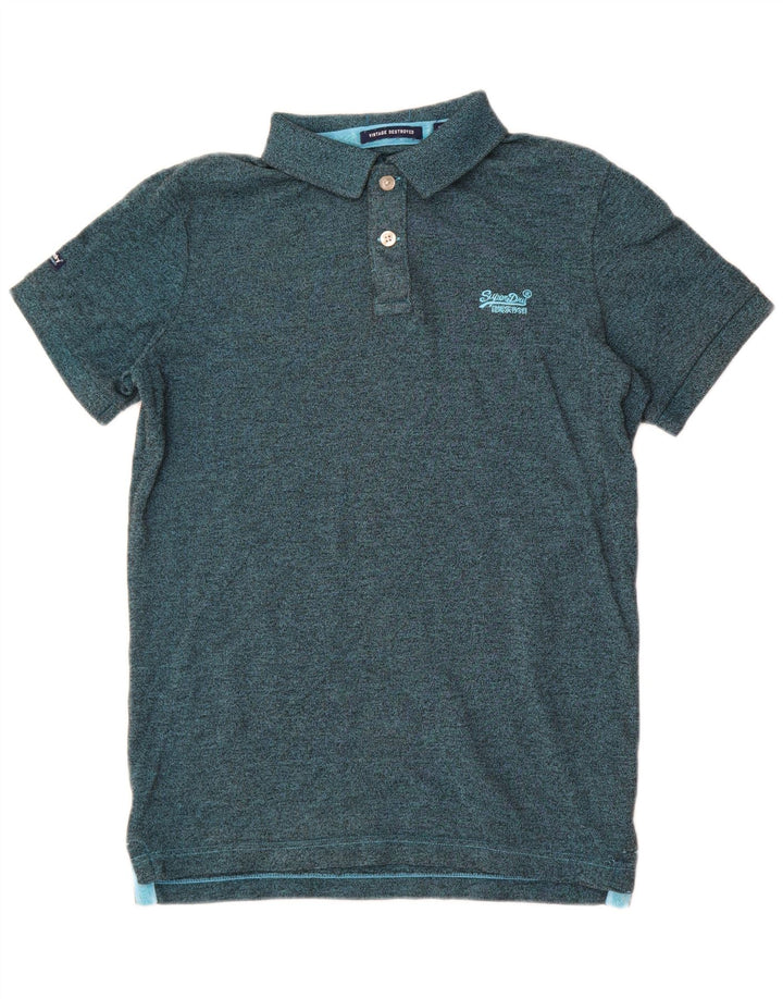 Polo da uomo Superdry in poliestere screziato verde medio