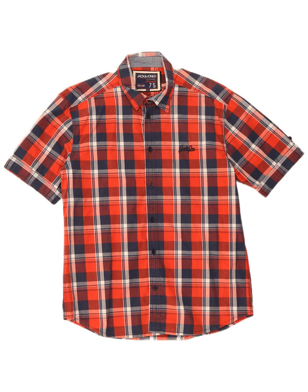 JACK & JONES Camicia a maniche corte da uomo XL in cotone a quadri rossi