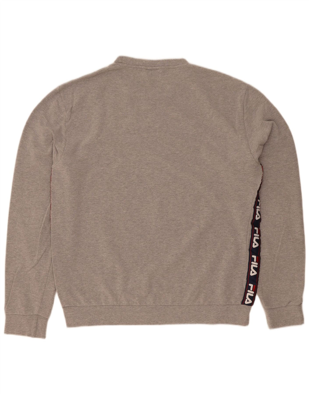 Fila Felpa grafica da uomo Maglione grande in cotone color block grigio