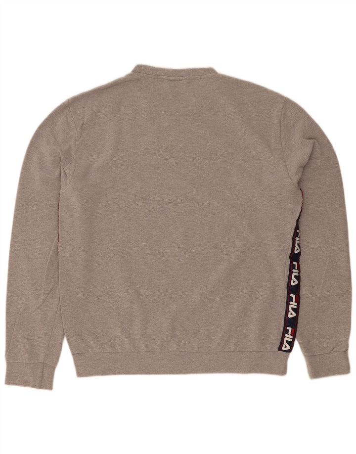 Fila Felpa grafica da uomo Maglione grande in cotone color block grigio
