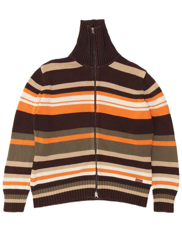 Maglione cardigan da donna VINTAGE UK 14/16 Grandi righe multicolori