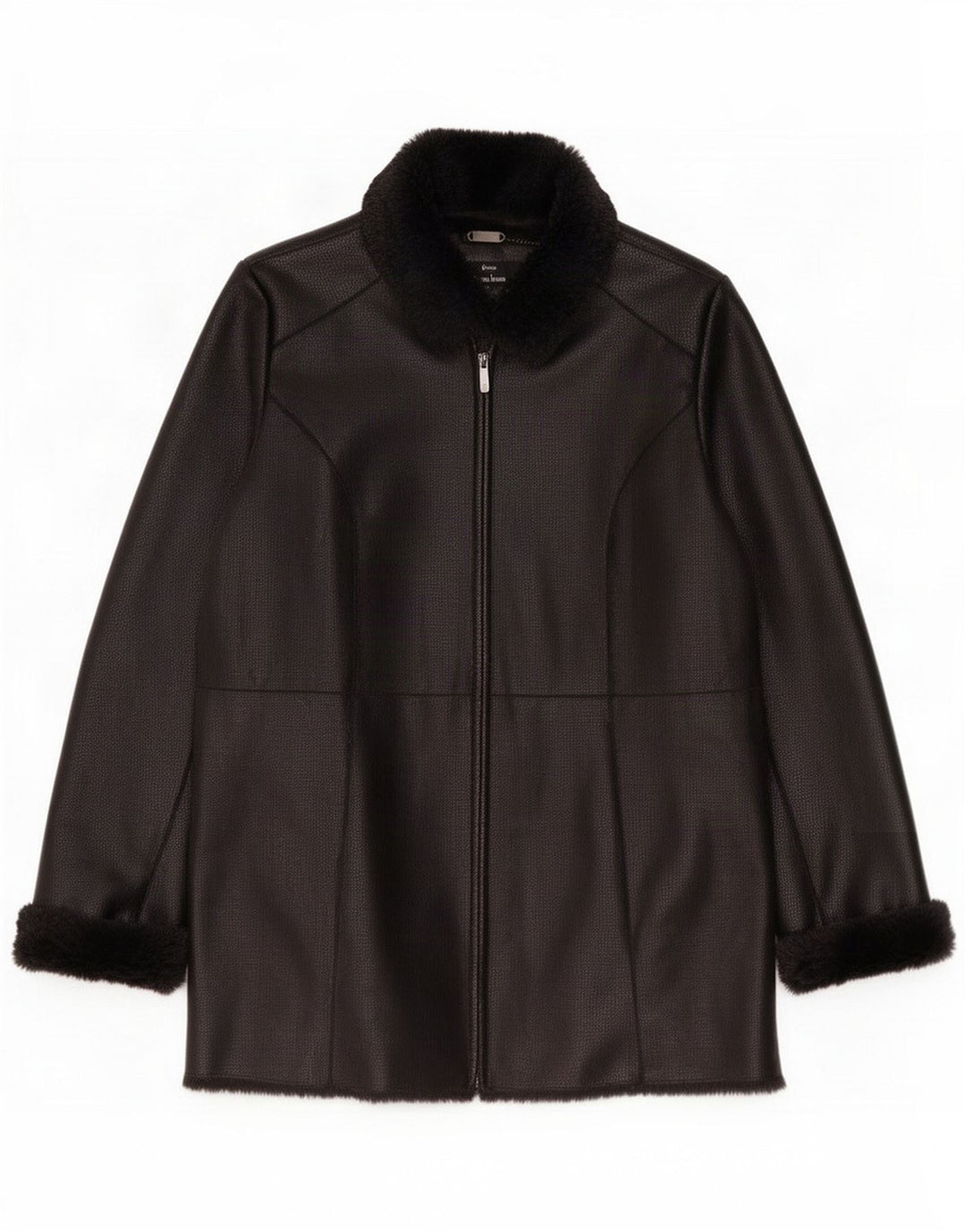 Dennis Basso Giacca Sherpa in ecopelle da donna UK 14 Medium Nero Poliestere