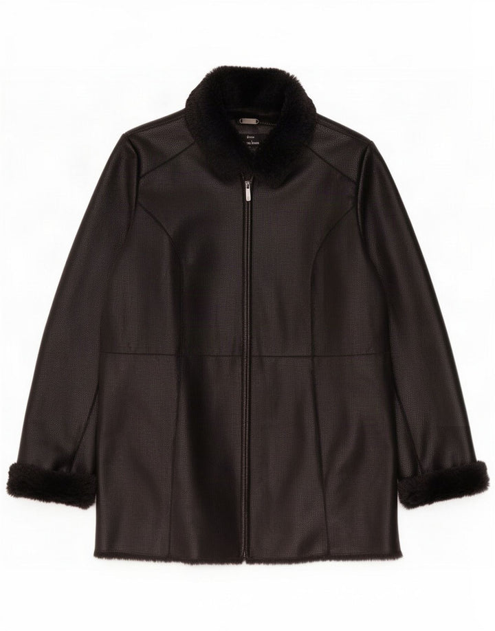 Dennis Basso Giacca Sherpa in ecopelle da donna UK 14 Medium Nero Poliestere