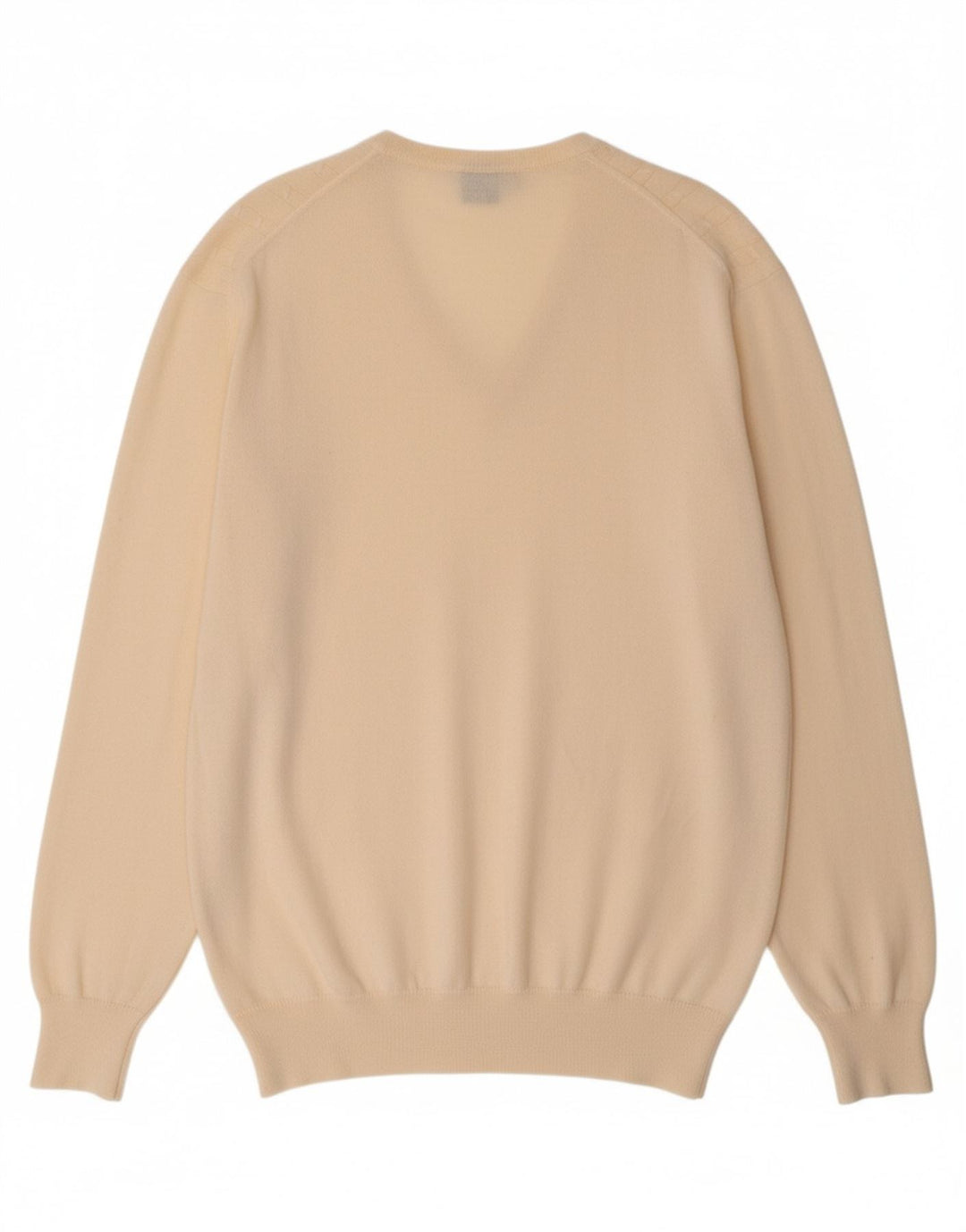 VINTAGE Mens V-Neck Jumper Sweater Large Off White