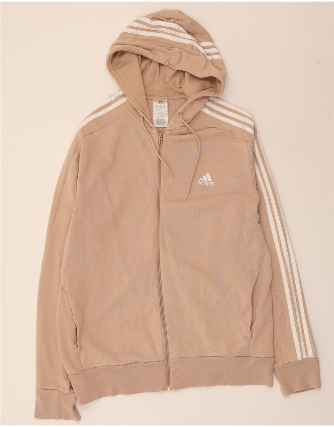 Maglione con cappuccio e zip da donna ADIDAS UK 16 grande cotone beige