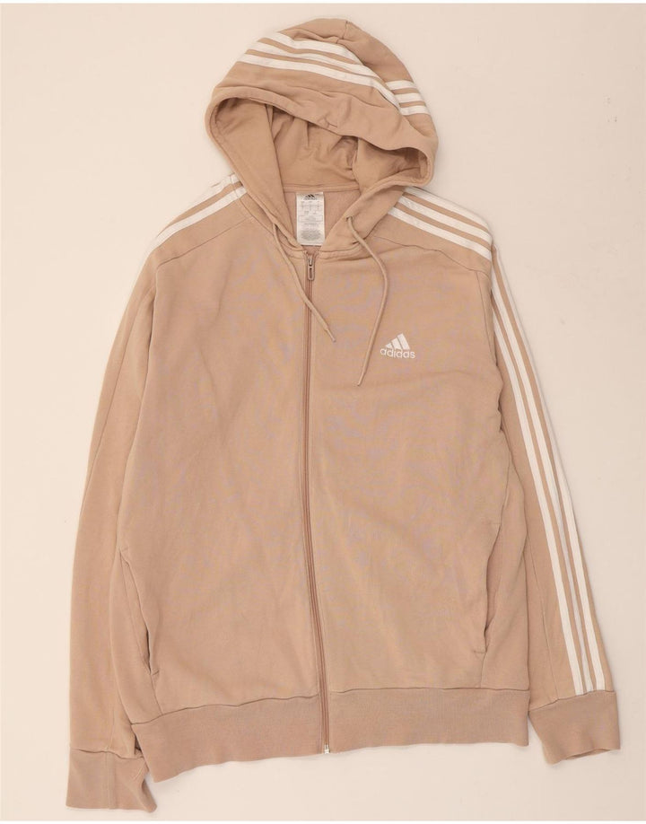 Maglione con cappuccio e zip da donna ADIDAS UK 16 grande cotone beige