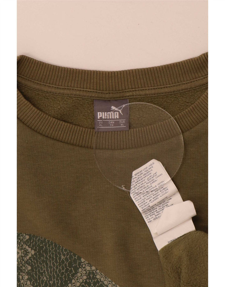 Felpa grafica da uomo Puma Felpa XL in cotone kaki