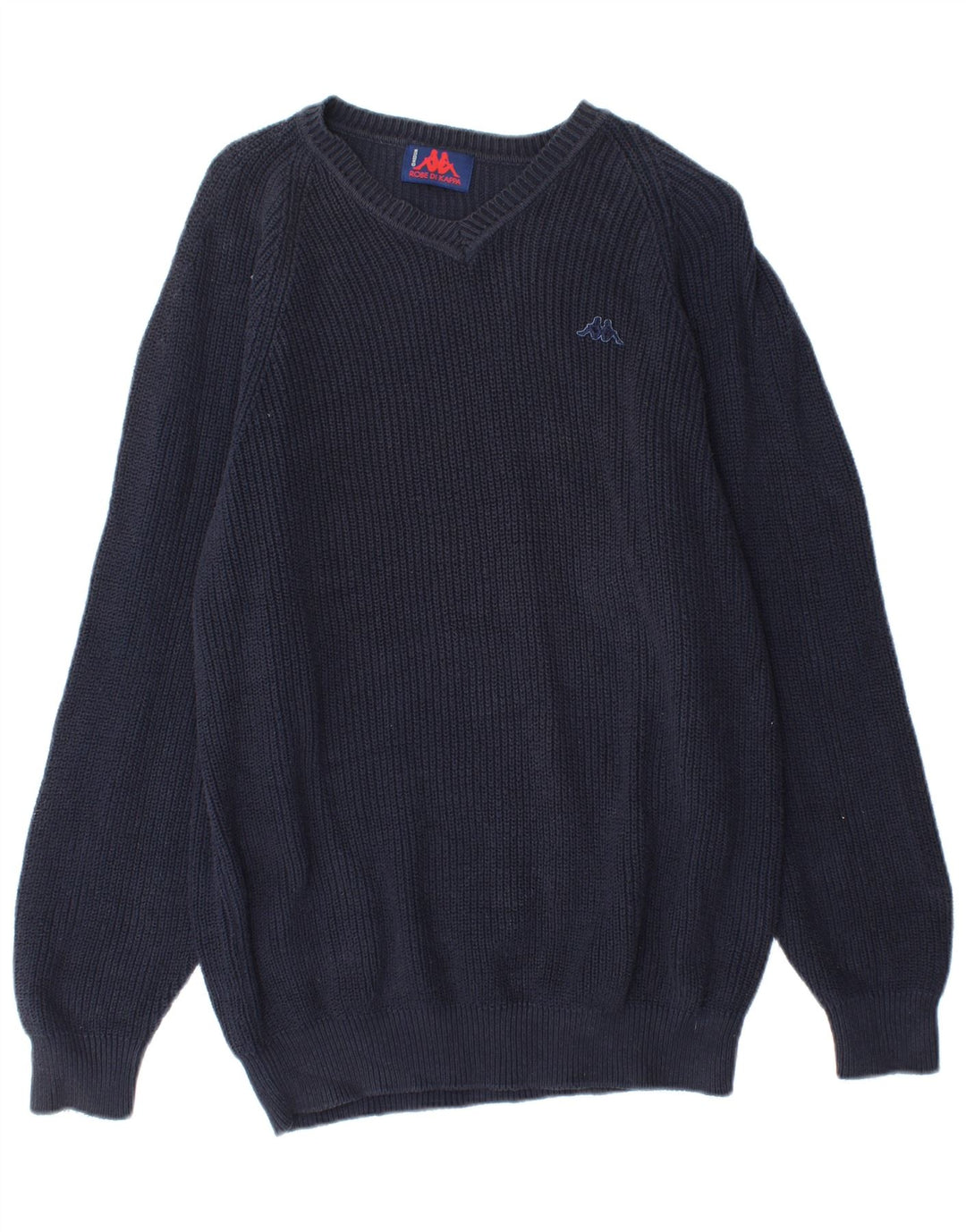 Maglione Kappa da uomo con scollo a V, cotone medio blu navy