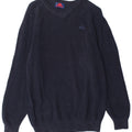 Maglione Kappa da uomo con scollo a V, cotone medio blu navy