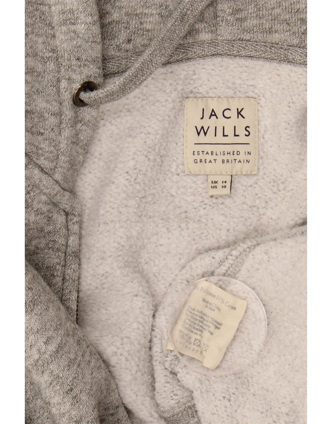 JACK WILLS Maglione con cappuccio e zip da donna UK 14 Grande poliestere screziato grigio