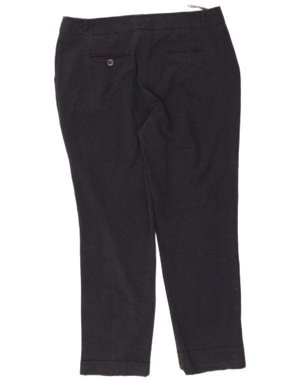 M&Co Womens Tapered Chino Trousers UK 16 Large W38 L30 Black Polyester