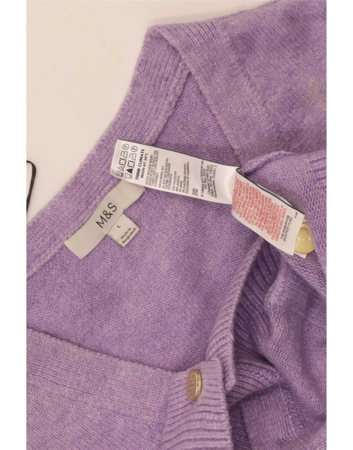 Maglione cardigan oversize corto da donna Marks & Spencer UK 16 grande viola