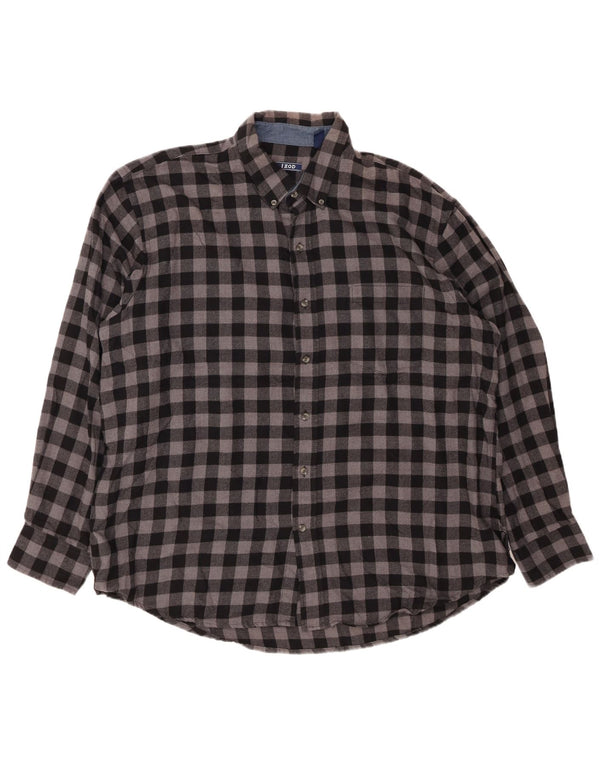Camicia in flanella da uomo IZOD 2XL a quadri grigi