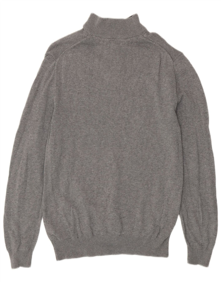 Crew Clothing Maglione da uomo con zip e collo piccolo in cotone grigio