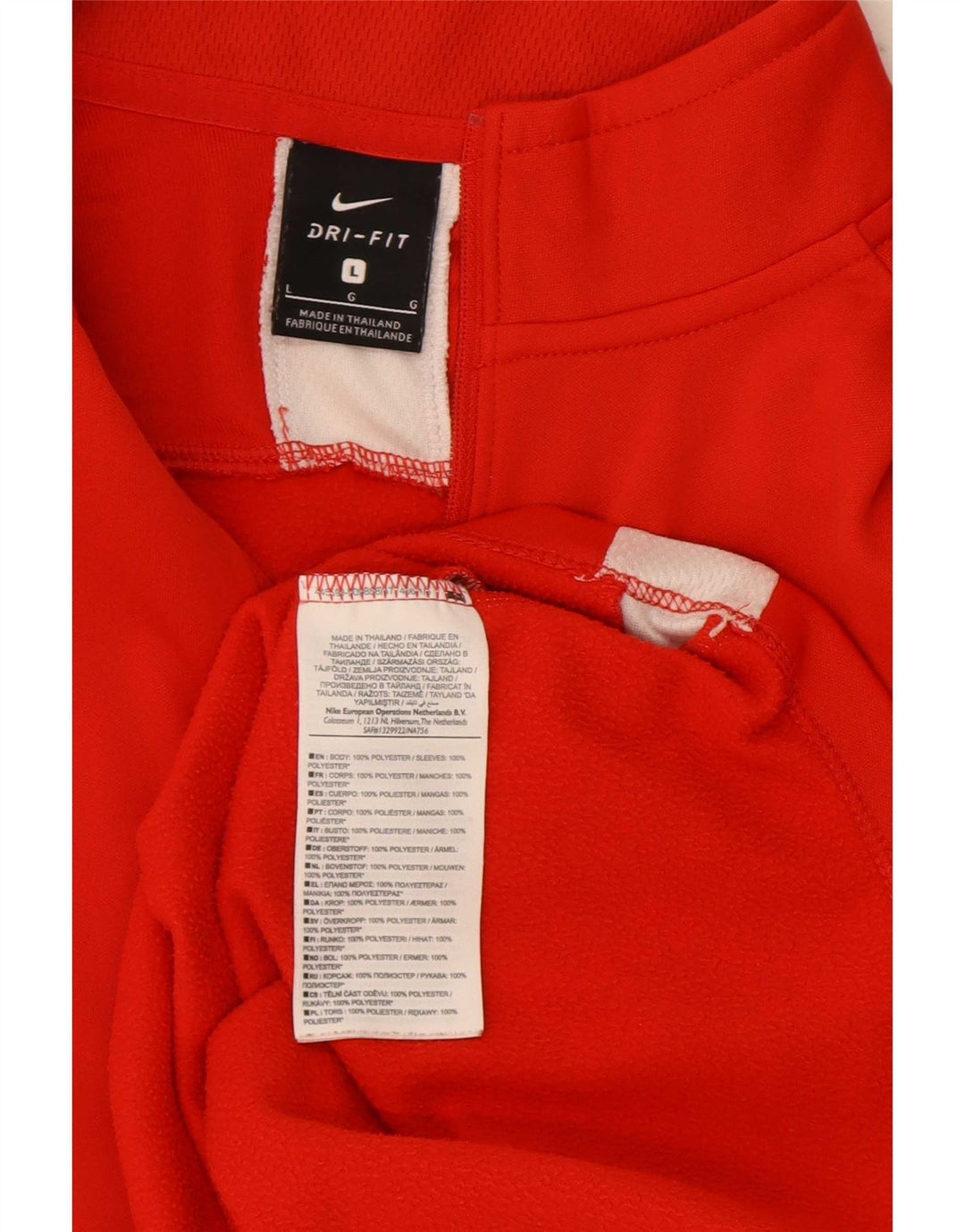 Nike Dri Fit Zip Neck Pullover Tuta da Uomo Top Large Rosso Colorblock