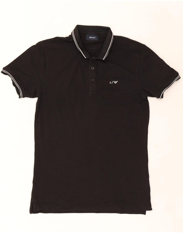 Polo Armani Jeans Uomo Cotone Rigato Medio Nero
