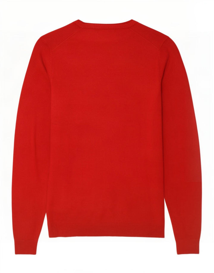 Maglione Zara da uomo con scollo a V XL rosso in viscosa