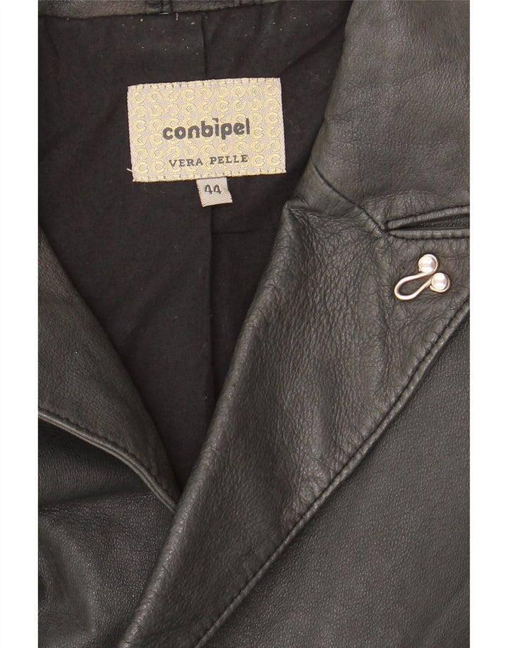 CONBIPEL Womens Leather Jacket IT 44 Medium Black Leather Vintage Conbipel and Second-Hand Conbipel from Messina Hembry 