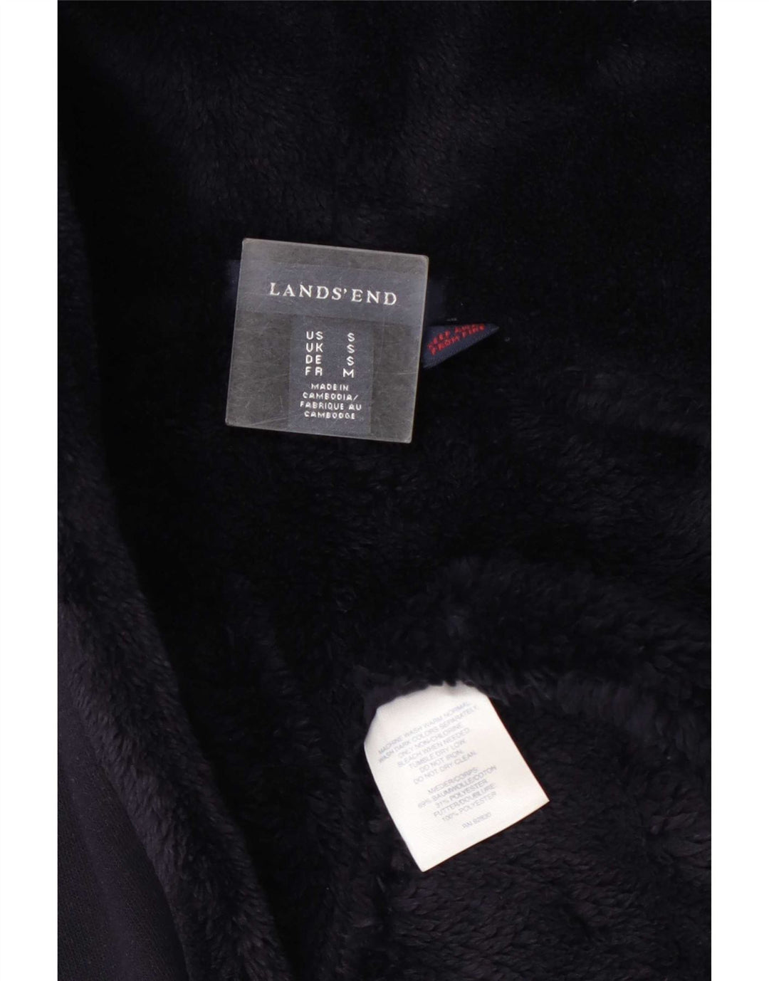Cappotto sherpa oversize con cappuccio da donna Lands End UK 10 piccolo blu navy