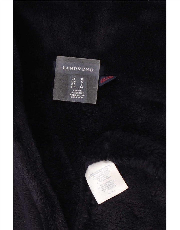 Cappotto sherpa oversize con cappuccio da donna Lands End UK 10 piccolo blu navy