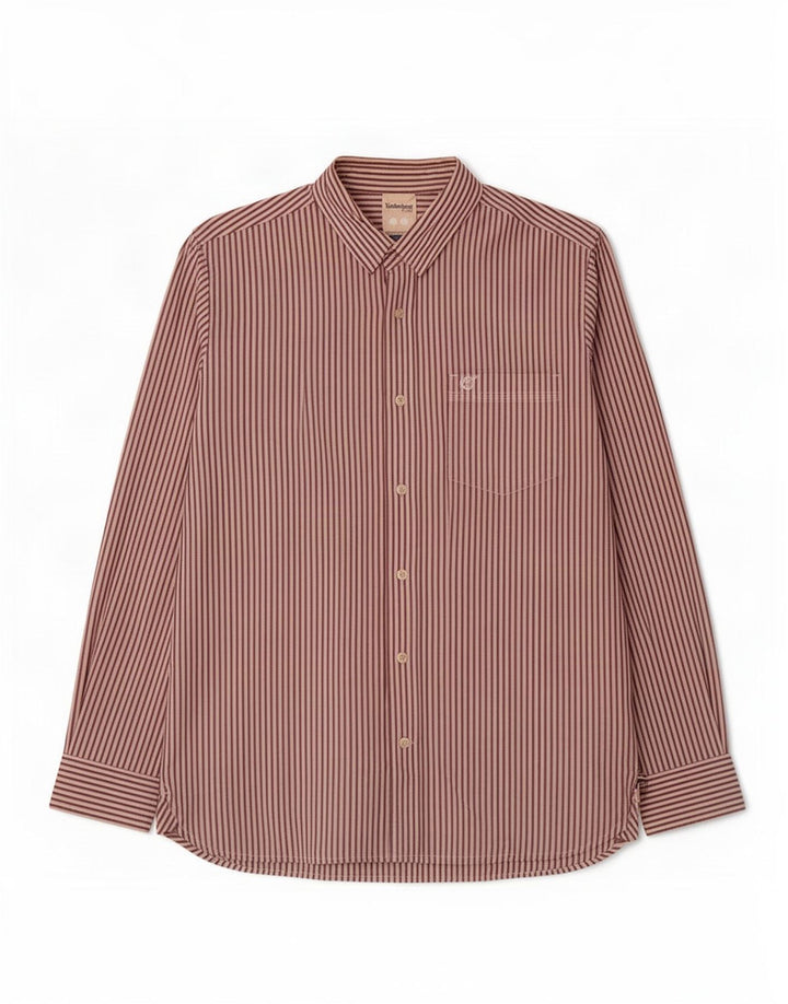 Camicia Timberland da uomo vestibilità regolare cotone gessato bianco medio