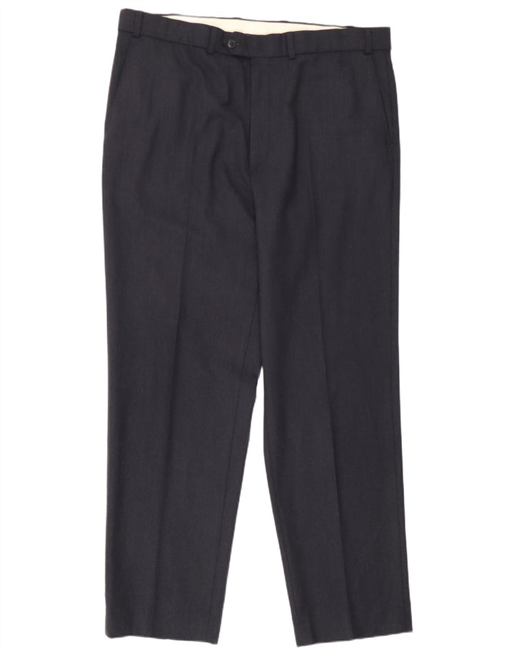 Pantaloni da abito dritti Marks & Spencer St. Michael da uomo W38 L31 Blu Navy