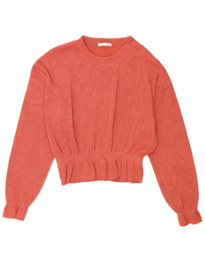 Camicetta oversize a maniche lunghe da donna Zara UK 10 piccola rosa poliestere