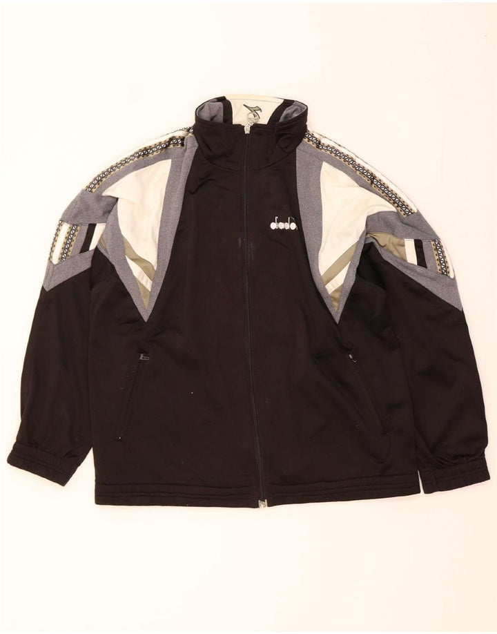 DIADORA Womens Tracksuit Top Jacket UK 38 Medium Black Colourblock Vintage Diadora and Second-Hand Diadora from Messina Hembry 
