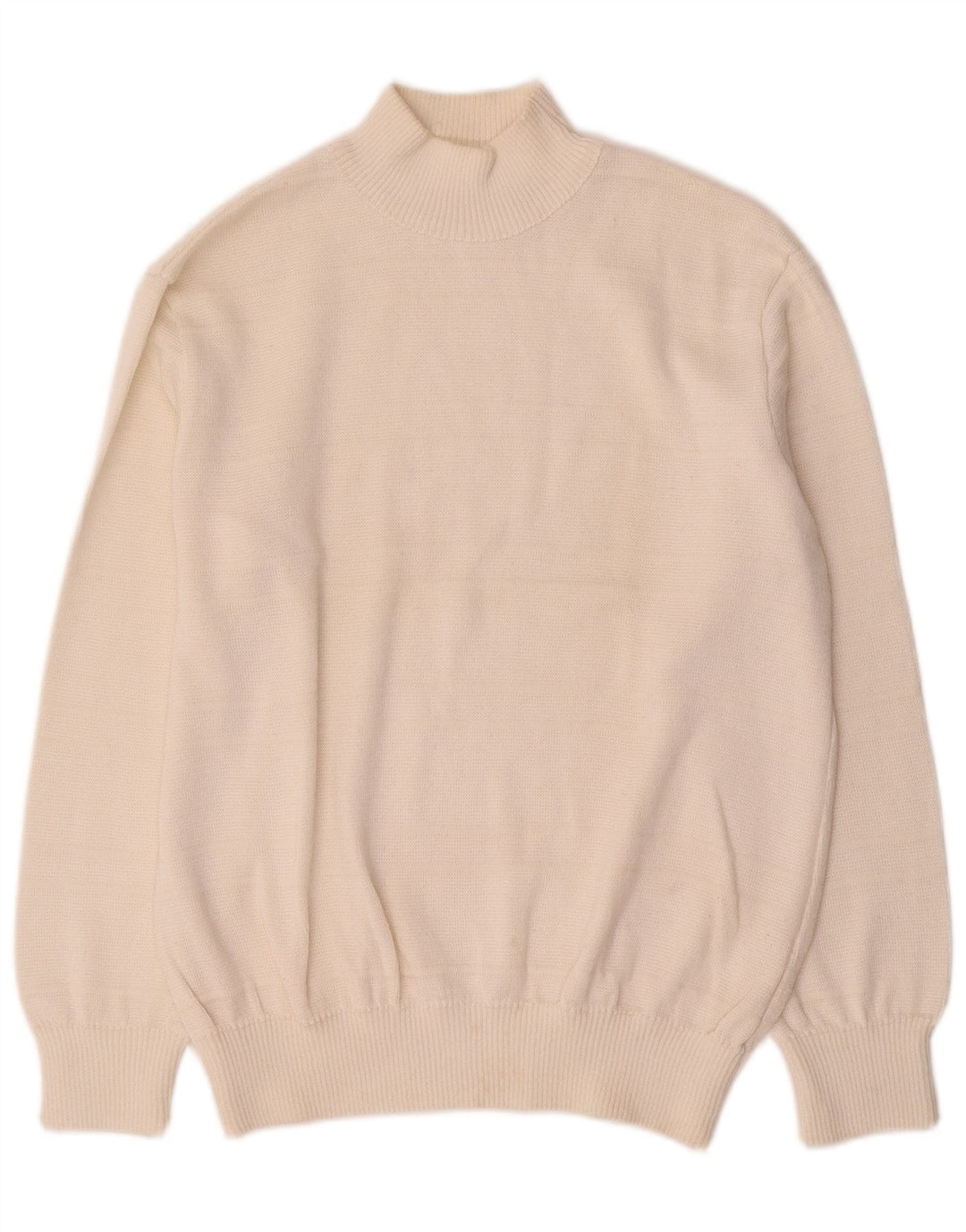Maglione maglione collo alto da donna VINTAGE UK 16 grande bianco